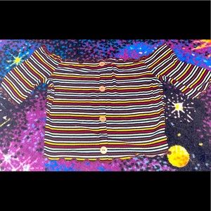 🤎❤️💛retro striped crop top🤍💙🤎